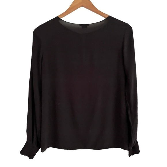 THEORY Silk Lightweight Popover Long Sleeve Blouse Keyhole Front Small B… - Picture 2 of 11